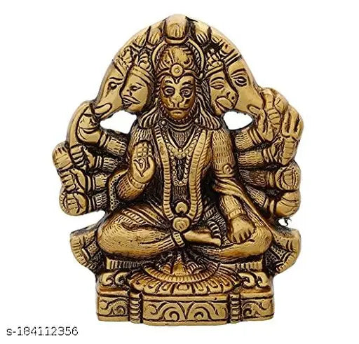 Premium brass metal Panchmukhi Hanuman statue with gold plating, ashtrol decor item, home and temple decor gift for Diwali Puja