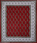 White and vibrant floral 100% cotton Jaipuri double bedsheet set, includes 2 pillow covers ideal for summer - VNV Creation