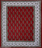 Red Jaipuri Printed Cotton Double Bed Sheet with White Floral Border
