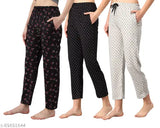 Fit N Fame printed cotton lounge pants in girls night wear multicolor pack of 3