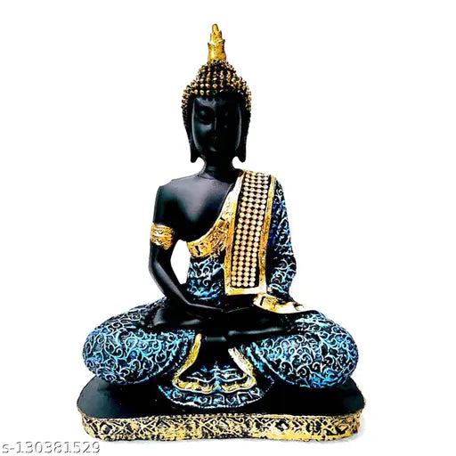 Madhu Gems resin Meditating Big Buddha statue (23cm), intricate Samadhi Idol for home decor & gifting