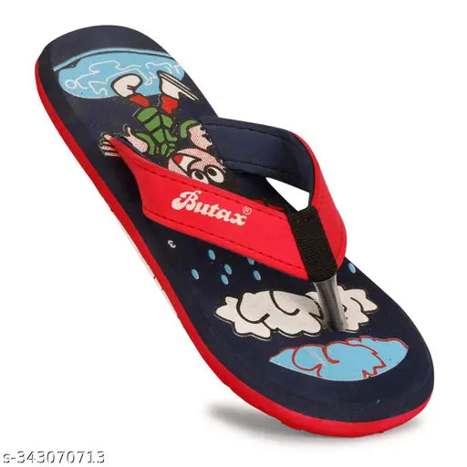 Comfortable rubber kid slippers and flip flops with cartoon characters, lightweight, washable, durable on all surfaces. Premium quality from Aura Footwear, suitable for boys and girls aged 5-10 years (India)