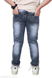 Men's distressed blue denim jeans