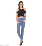 Women's light blue furfur fringed hem slim fit jeans