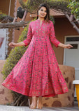 Rayon printed party wear kurta for women with three-quarter sleeves, vibrant Indian fashion