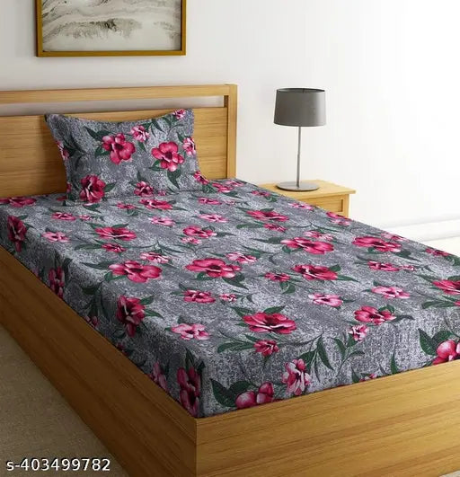 Breathable, wrinkle-free ultrasoft single floral print cotton sheet with pillow cover, ideal for summer, by HOMICON
