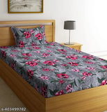 Breathable, wrinkle-free ultrasoft single floral print cotton sheet with pillow cover, ideal for summer, by HOMICON