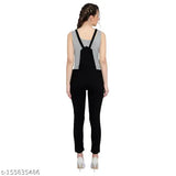High waisted blue denim dungaree for women, sleeveless style with adjustable shoulder straps and four pockets