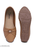 Tan synthetic bellies with closed back, trendy women's balletinas suitable for various outfits