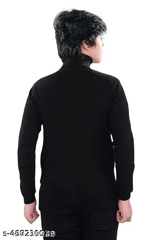 HIGHNECK COMBO FOR KIDS BOYS AND GIRLS SKIVY WOOLEN SWEATER WINTER WEAR FOR KIDS Boys Black white Wool Sweaters Pack Of 2