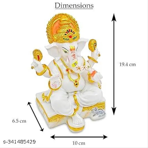 Marble Ganesh Ji Murti, 7-inch tall spiritual decor for home, ideal gift showpiece