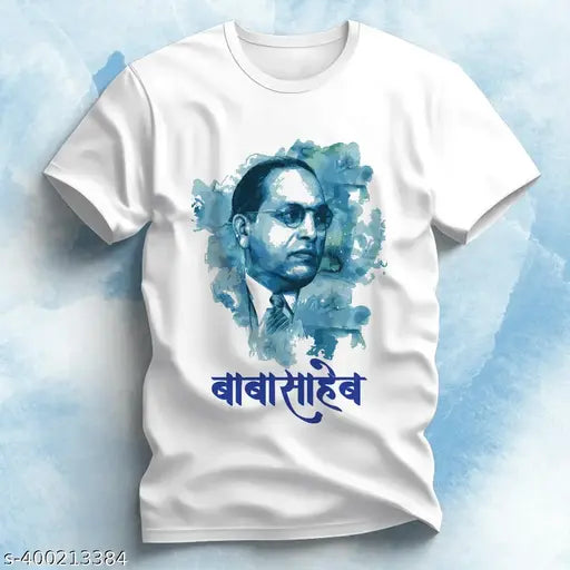 Dr. B.R. Ambedkar polyester t-shirt with Jai Bhim print, short sleeves, available in various sizes