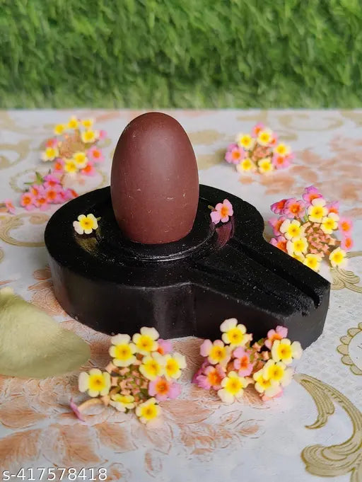 Natural multicolor Narmadeshwar Shivling, 15-inch tall with 3-inch base, handcrafted from Narmada stone for home pooja