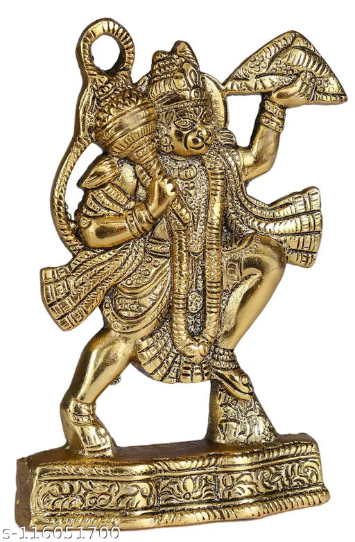 Golden metal Hanuman idol with flute, height 65 inches - MyTrendy Crafts Ganesh statue for home decor