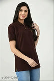 Brown cotton sustainable polo for everyday, featuring ultra-pleasing neck, natural wood & coconut shell buttons, and embroidered logo from upcycled fabrics. Eco-friendly and perfectly stitched in India