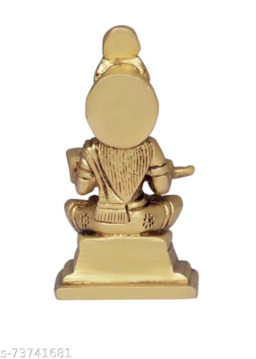 Brass Annapurna Devi idol, ornate brass god figure from India, symbolizing home happiness and stability