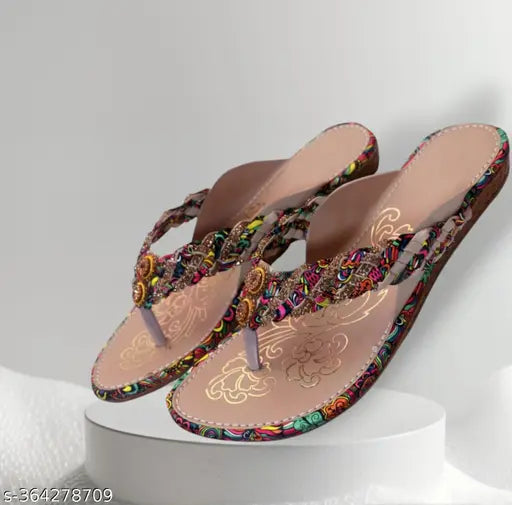 Synthetic leather slip-on slippers for women in multiple sizes (IND-4, IND-5, IND-6, IND-7), solid pattern from India