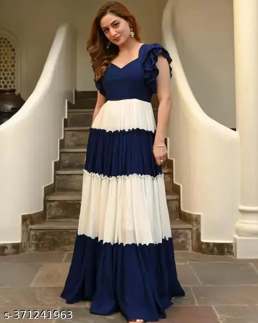 Dark blue and white, long sleeves, traditional, formal attire