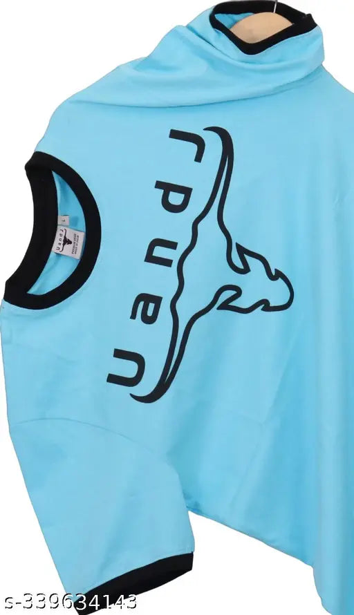 Mens Summer Cotton T-Shirt, short sleeves, printed pattern. Sky blue oversized tee, perfect casual wear. Made in India