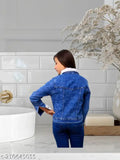 Blue denim jacket with button front, suitable for kids
