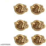 Metal Om Diya set, intricately crafted for temple worship, home decor, or office space (5 cm x 3 cm x 5 cm)
