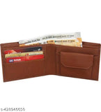 Faux leather men's casual card holder wallet, solid pattern, 2 compartments, free size for everyday essentials