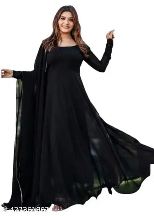 Georgette Banita Fabulous Kurtis, flower printed long-sleeve dress, India origin