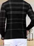 Men's checkered cotton blend full sleeve polo t-shirt, high-quality fabric, India