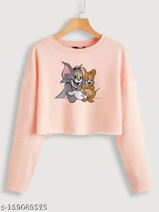 Trendy cotton blend crop t-shirts for women, printed net pattern, long sleeves, S-XL sizes