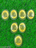 Natural green jade Ganesha coin, oval shape, wealth and good luck symbol