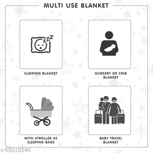 Star Blue Fleece Hooded Baby Blanket (76cm x 70cm), ideal for heavy winter use. Soft, lightweight, and machine-stitched for durability. Perfect for crib, travel, nap, or stroller use. Made by OYO BABY in India