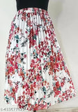 Floral print midi skirt with a high waist and pleated detail