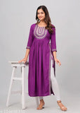 Teal blue rayon Anarkali kurti with intricate embroidery, perfect for casual or special occasions. Available in sizes S-XXXXL with precise measurements. Made in India by WUMEN KURTIS ANARKALI GAUN MENUFECING MA SYLA GARMENTS