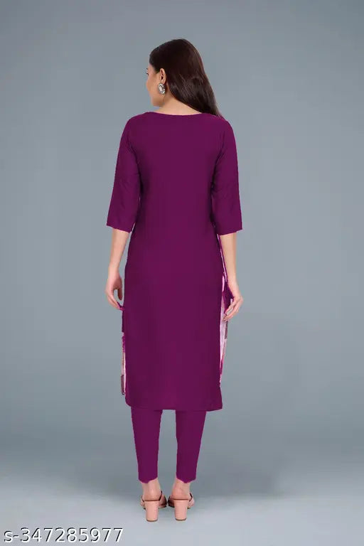 Dark purple crepe kurti and skirt combo pack, 6 kurta set