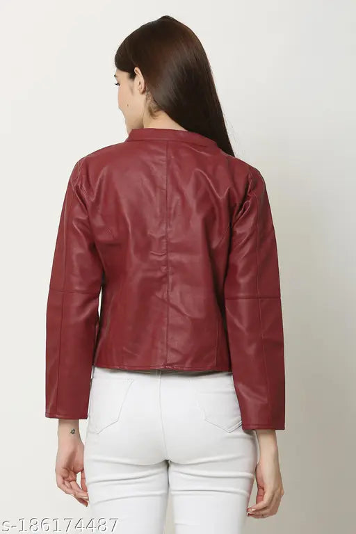 Solid leather long-sleeve jacket MAHROON 3 Jipper Jaicet, Indian made men's fashion on mannequin