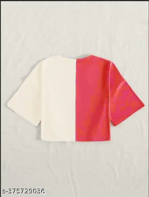 Butterfly crop top, two-tone, 100% cotton for summer - stylish girls' and women's wear, Indian origin