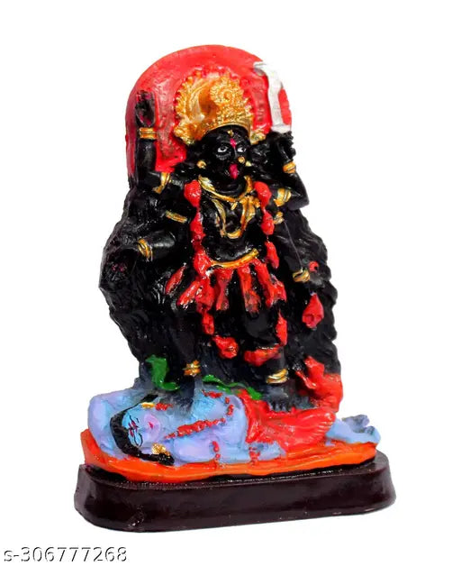Marble dust Kali statue, Indian poly resin figurine for spiritual ornament, length 12 cm, perfect for gifting occasions