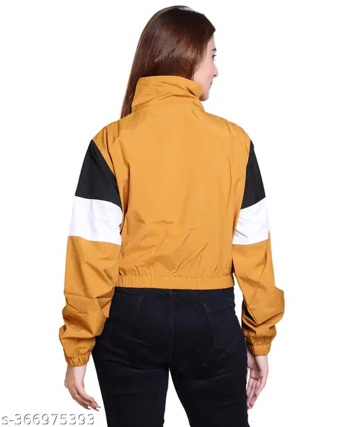 Tri-color premium mesh women's party jacket, elegant colorblocked design, size M (bust 20in, length 16in)