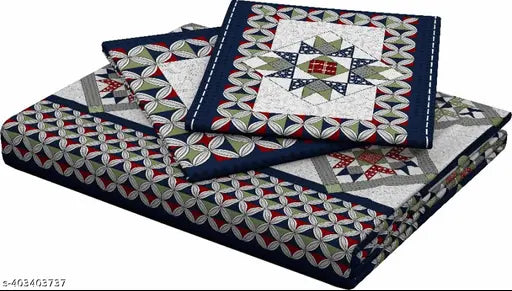 Rajasthani 100% Jaipuri Cotton King Size Double Bedsheet with 2 Pillow Covers - premium, botanical print, skin-friendly quality cotton for summer use