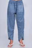 Blue patterned wide-leg pants, traditional payjama, unstitched fabric 3m