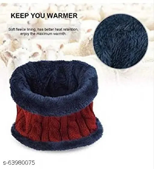 R2G Women's Winter Accessories Pack, 2 Rings, Woolen Caps, Fur Trim