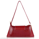Trendy women's red shoulder bag, crossbody strap, zip closure