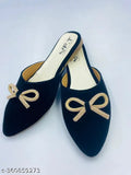 Embellished velvet women's ballerinas, Indian-made slip-on shoes with bell detail
