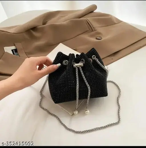 Black fabric potli bag, FantastiQo brand