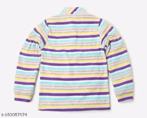 Acrylic striped long sleeve sweater for girls (9-10, 11-12 years), India origin