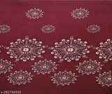 Maroon homicon cotton fitted bedsheet with botanical design, ideal for summer and double beds, includes 2 pillow covers. Soft to touch, machine washable, made in India
