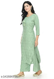 Embroidered rayon kurti plazo set, three-quarter sleeves. Indian handcrafted women's fashion
