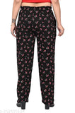 Red floral print casual pants
