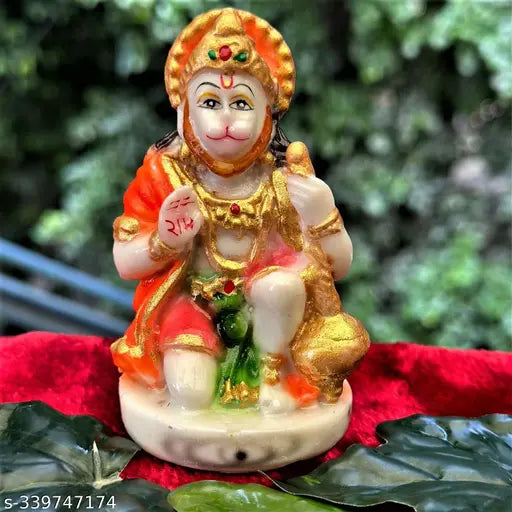 Marble Hanuman Ji Ki Murti in Blessing Posture with Gada - Premium quality home decor statute, ideal for temple car or dashboard, gift giving