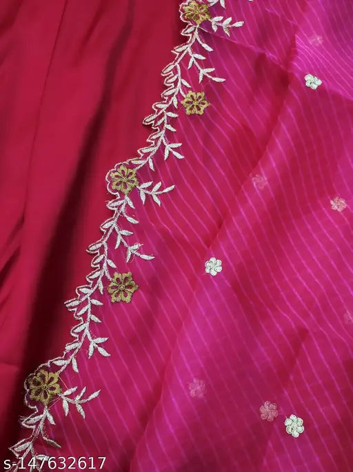 American Blues Fensy Gown with Dupatta, Georgette maxi dress with digital embroidery in solid colors for casual wear
